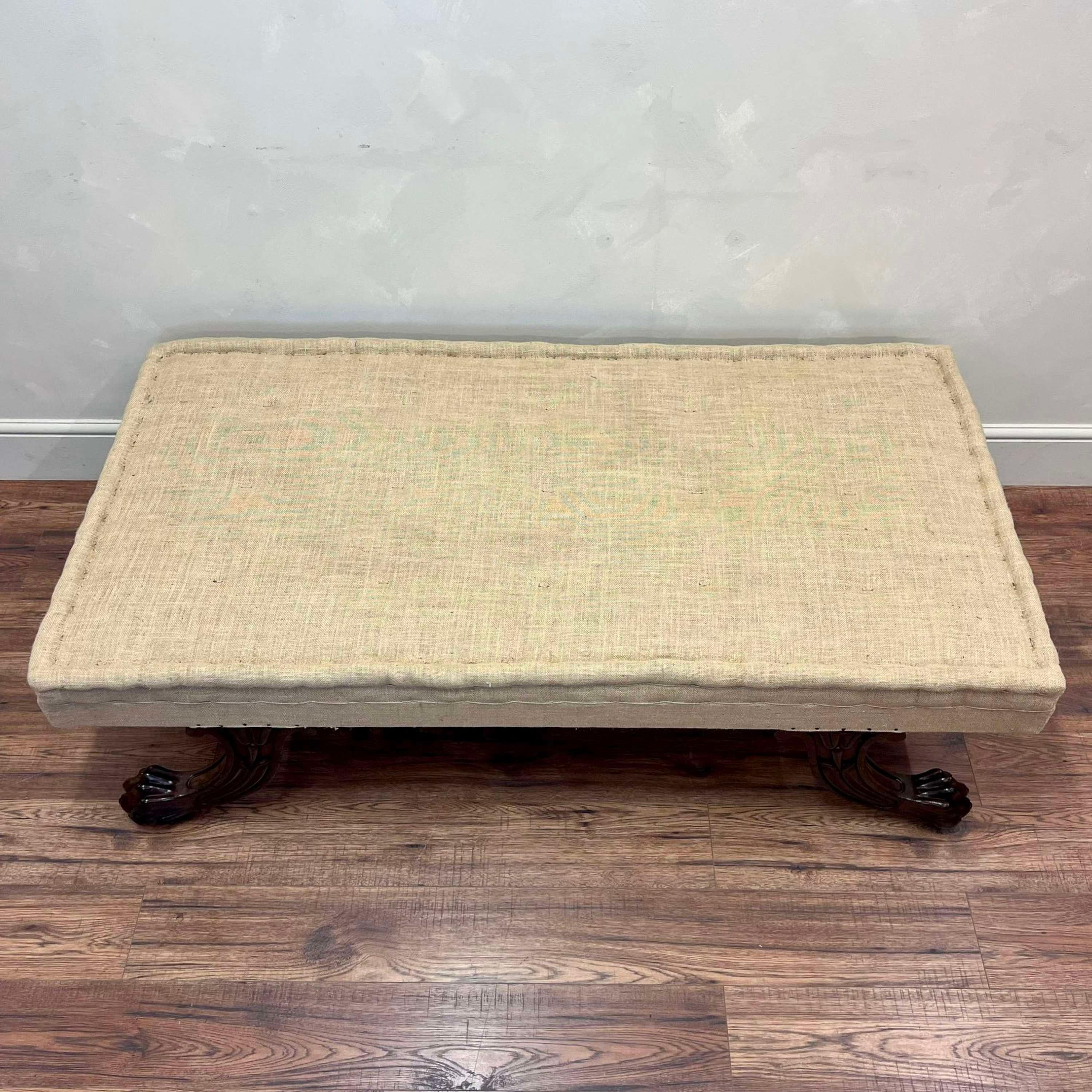 English 19th Century Large Bespoke Made Centre Footstool Country House For Sale 1