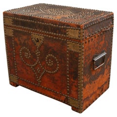 Antique English 19th Century Leather Trunk