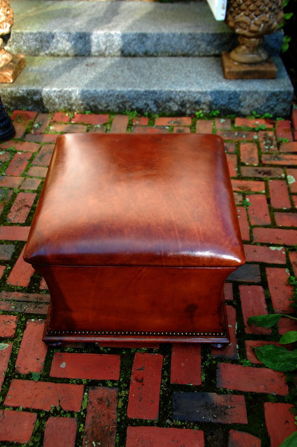 square leather ottoman