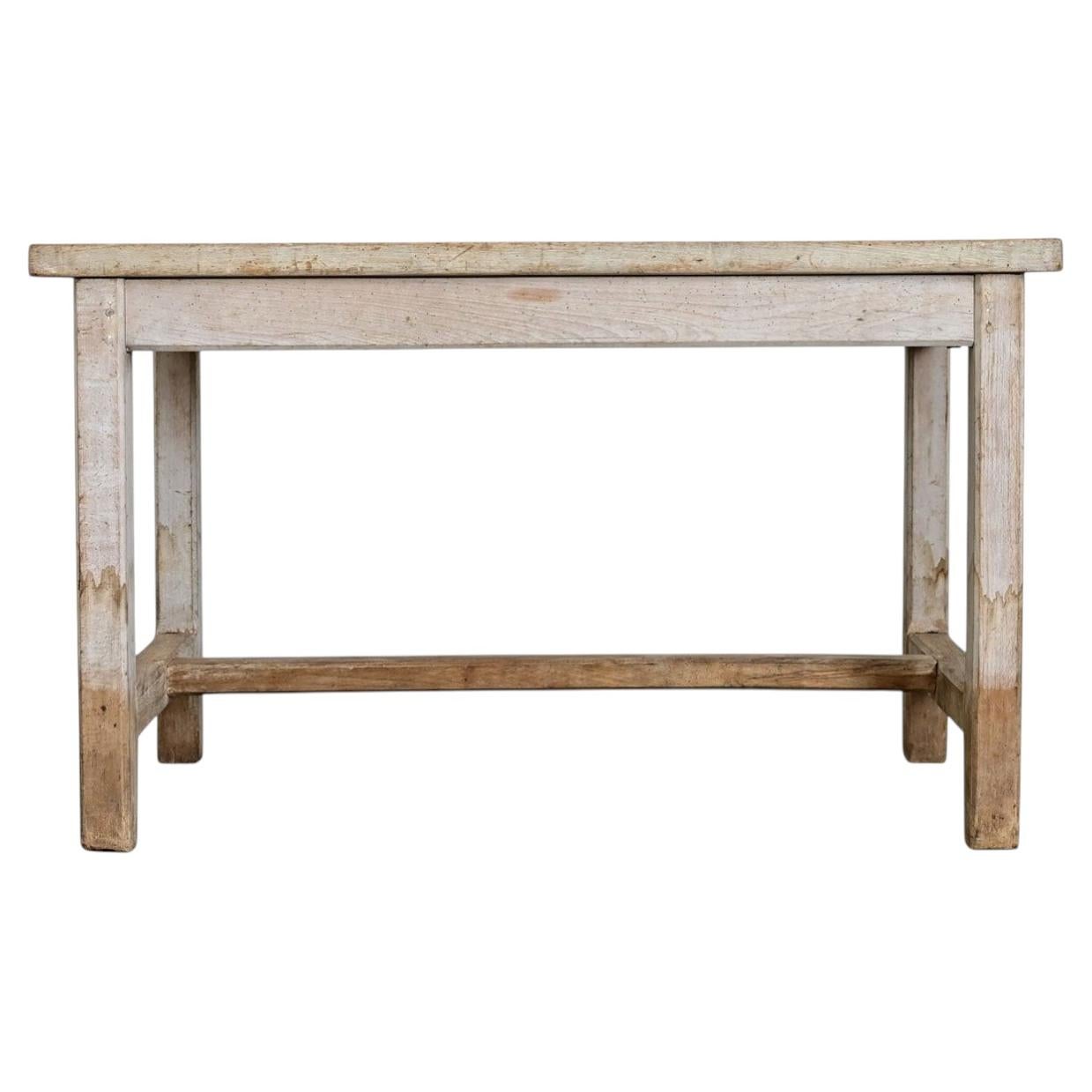 English 19th Century Limed Beech Prep Table For Sale