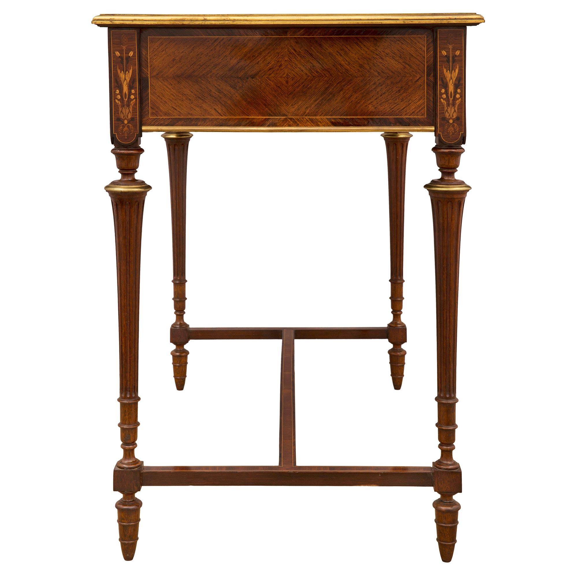 English 19th Century Louis XVI St. Kingwood, Tulipwood and Ormolu Desk For Sale 2