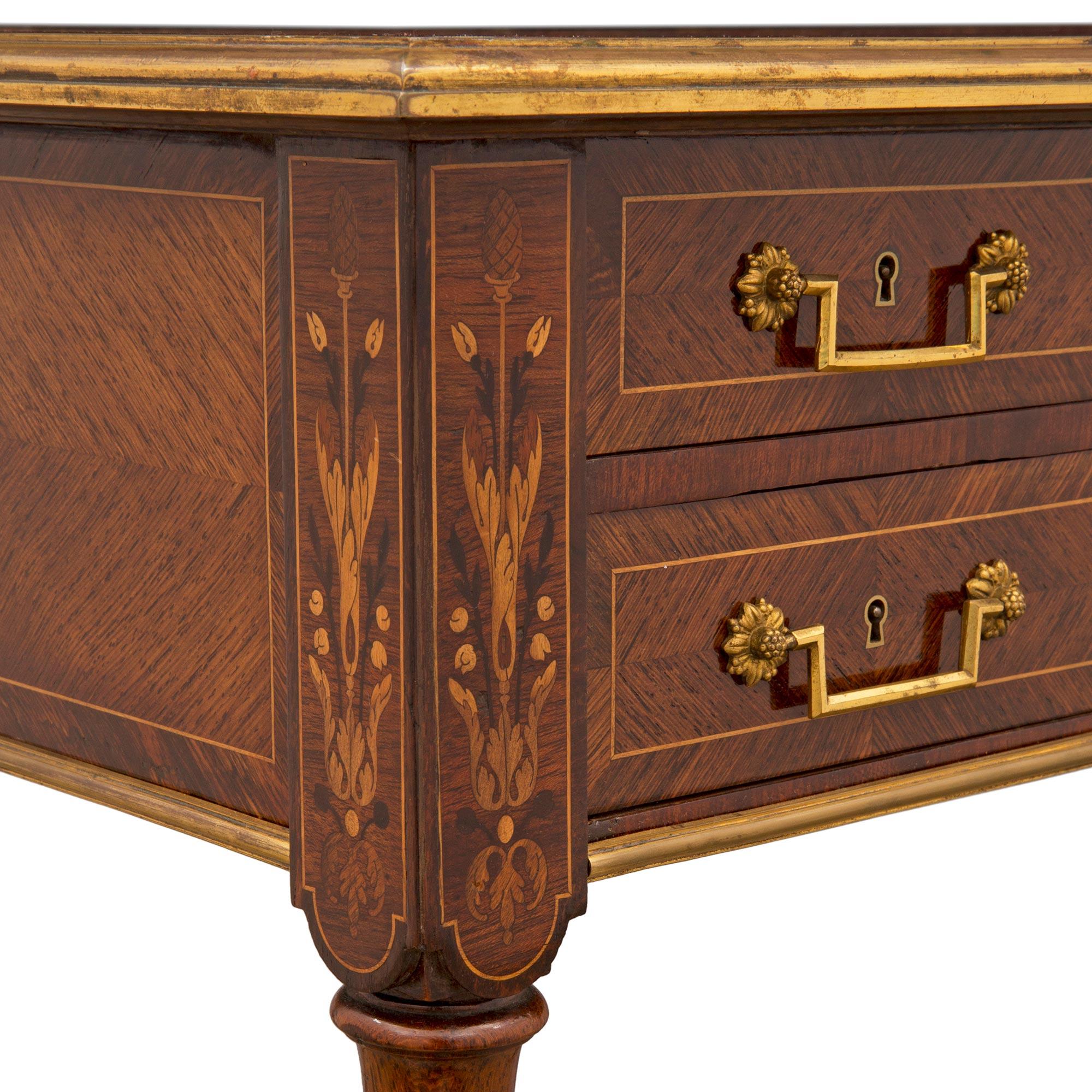 English 19th Century Louis XVI St. Kingwood, Tulipwood and Ormolu Desk For Sale 4