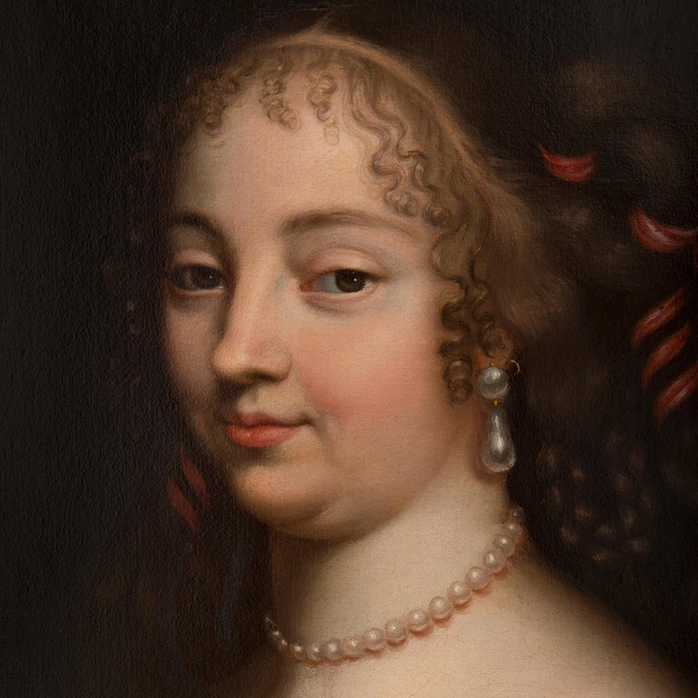 Peinture à l'huile sur toile anglaise du 19ème siècle style Louis XVI