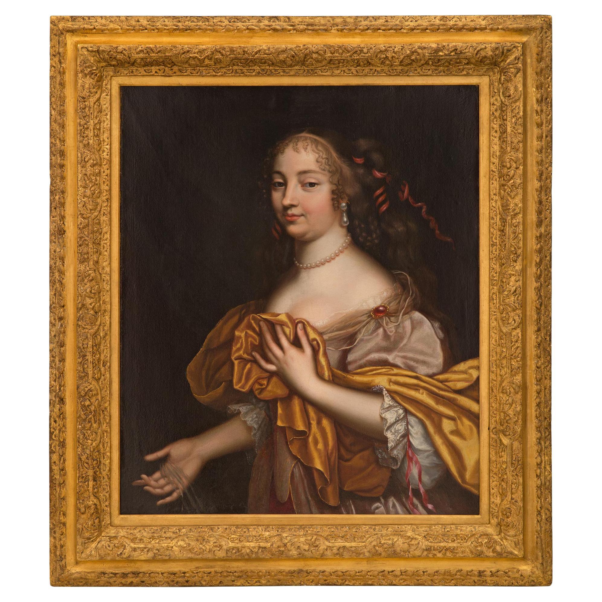 Huile sur toile anglaise du 19ème siècle, style Louis XVI