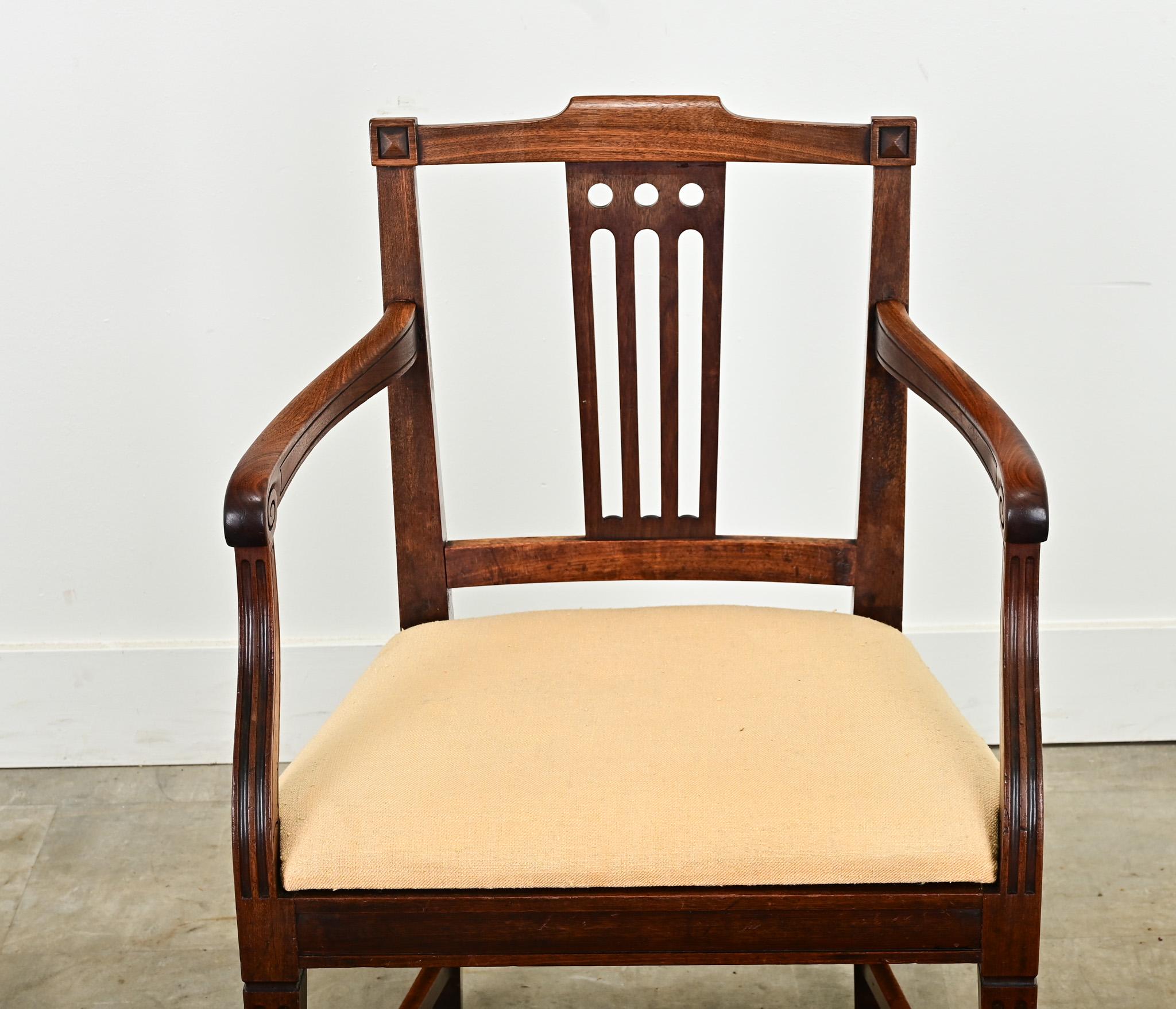 Upholstery English 19th Century Mahogany Armchair
