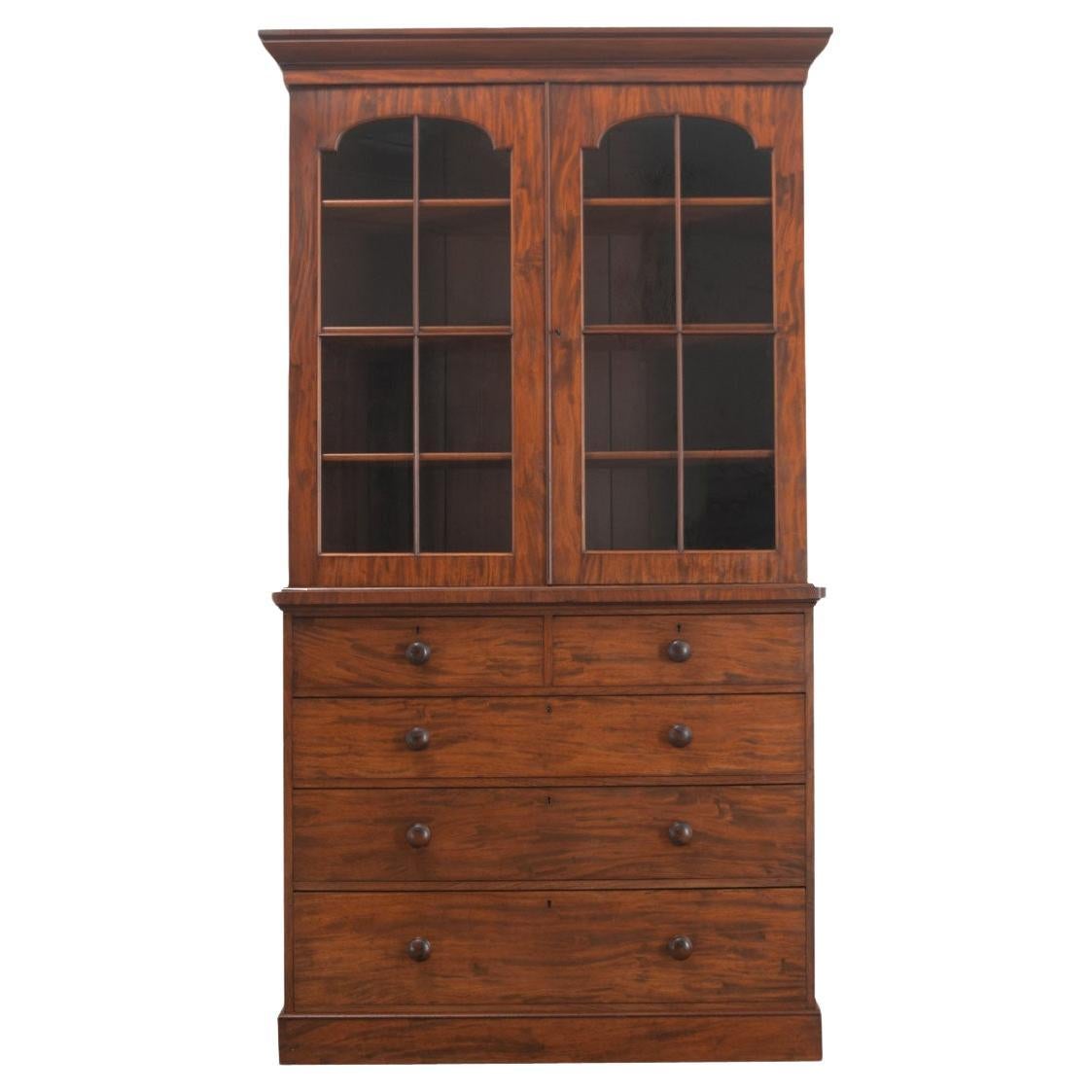 English 19th Century Mahogany Bookcase Chest For Sale