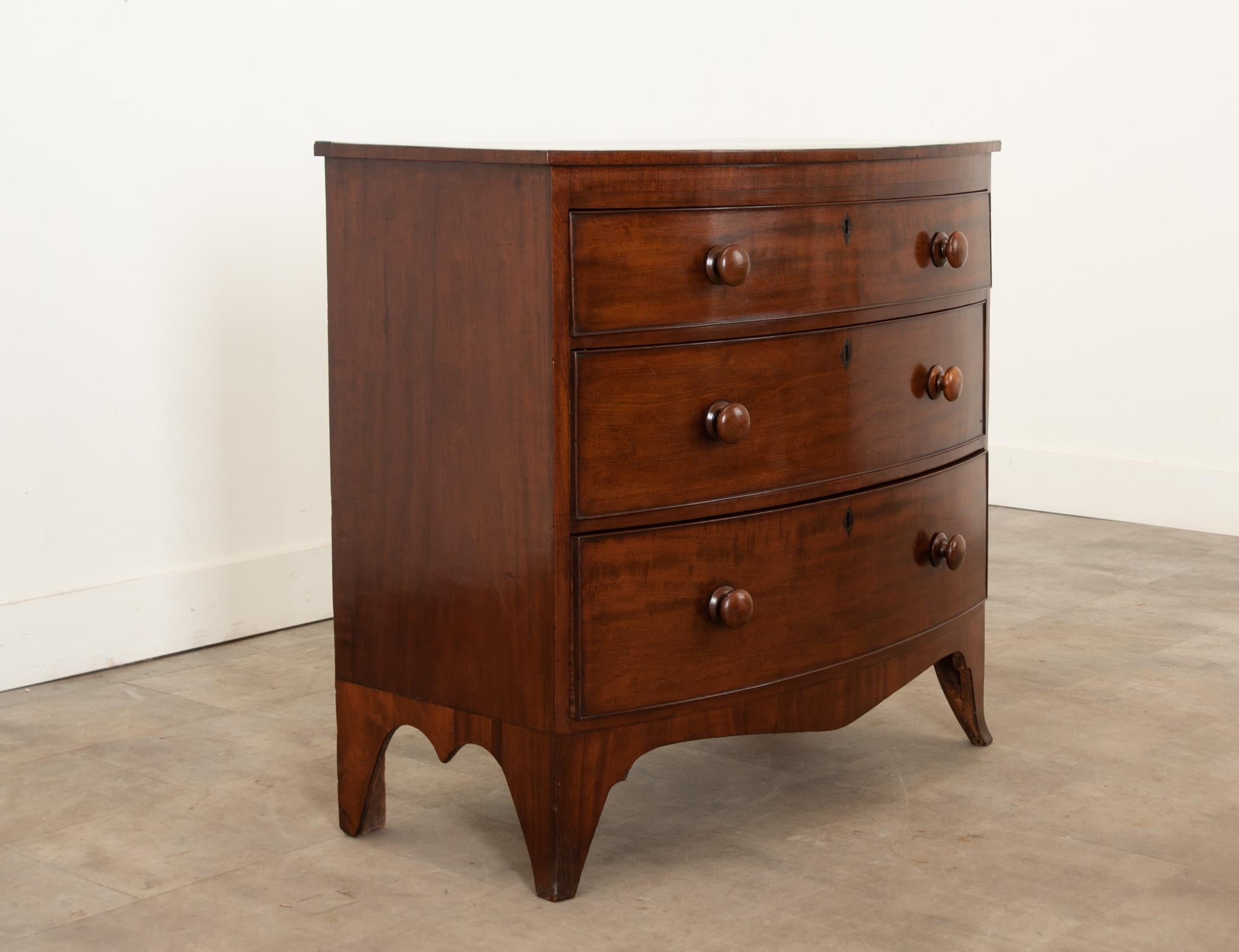Hand-Crafted English 19th Century Mahogany Bow Front Chest