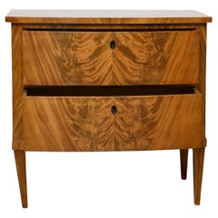 English 19th Century Mahogany Bow Front Chest with Flame Veneer, Two Drawers