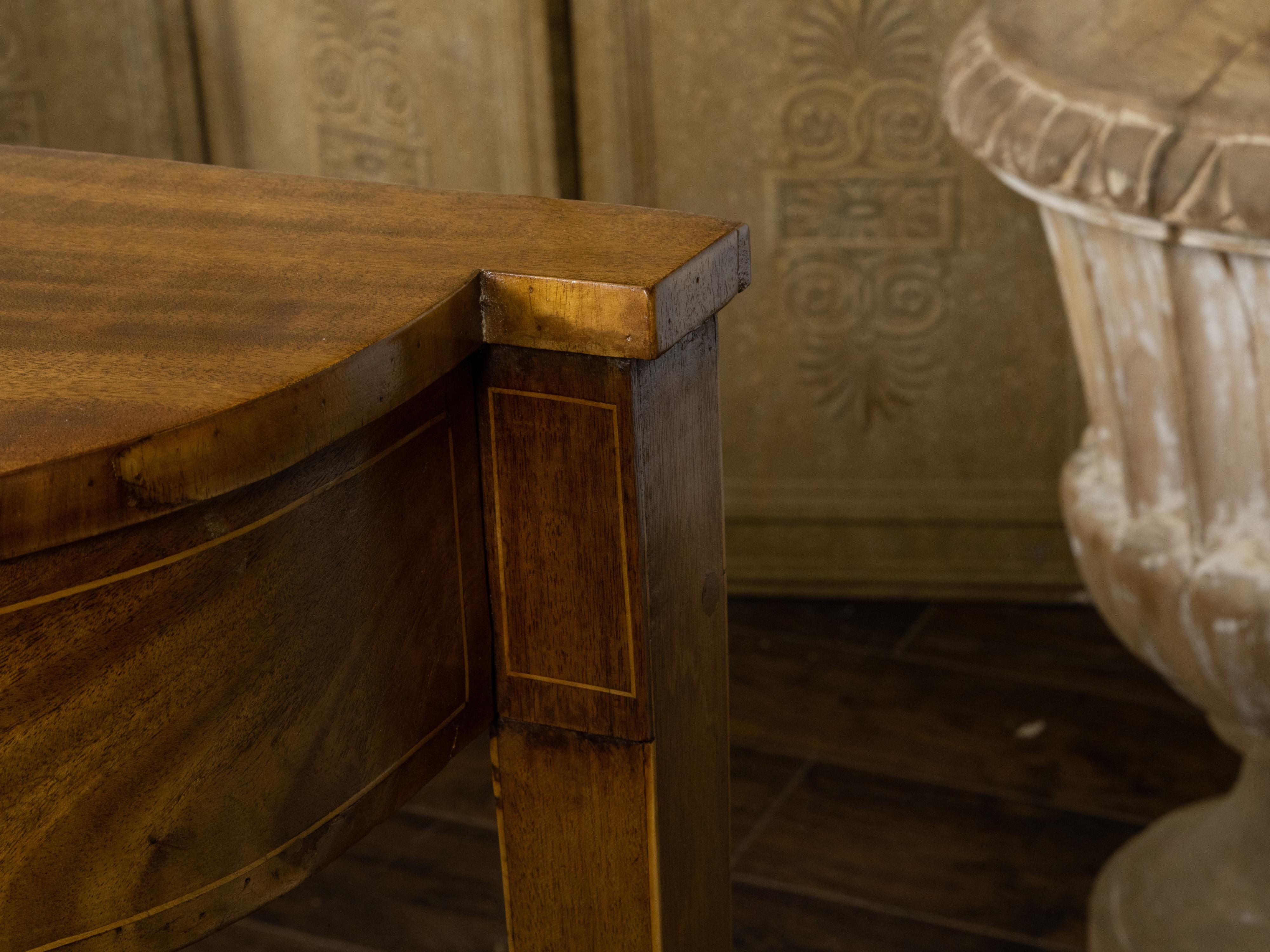 English 19th Century Mahogany Bow Front Console Table with Cross Banding 6