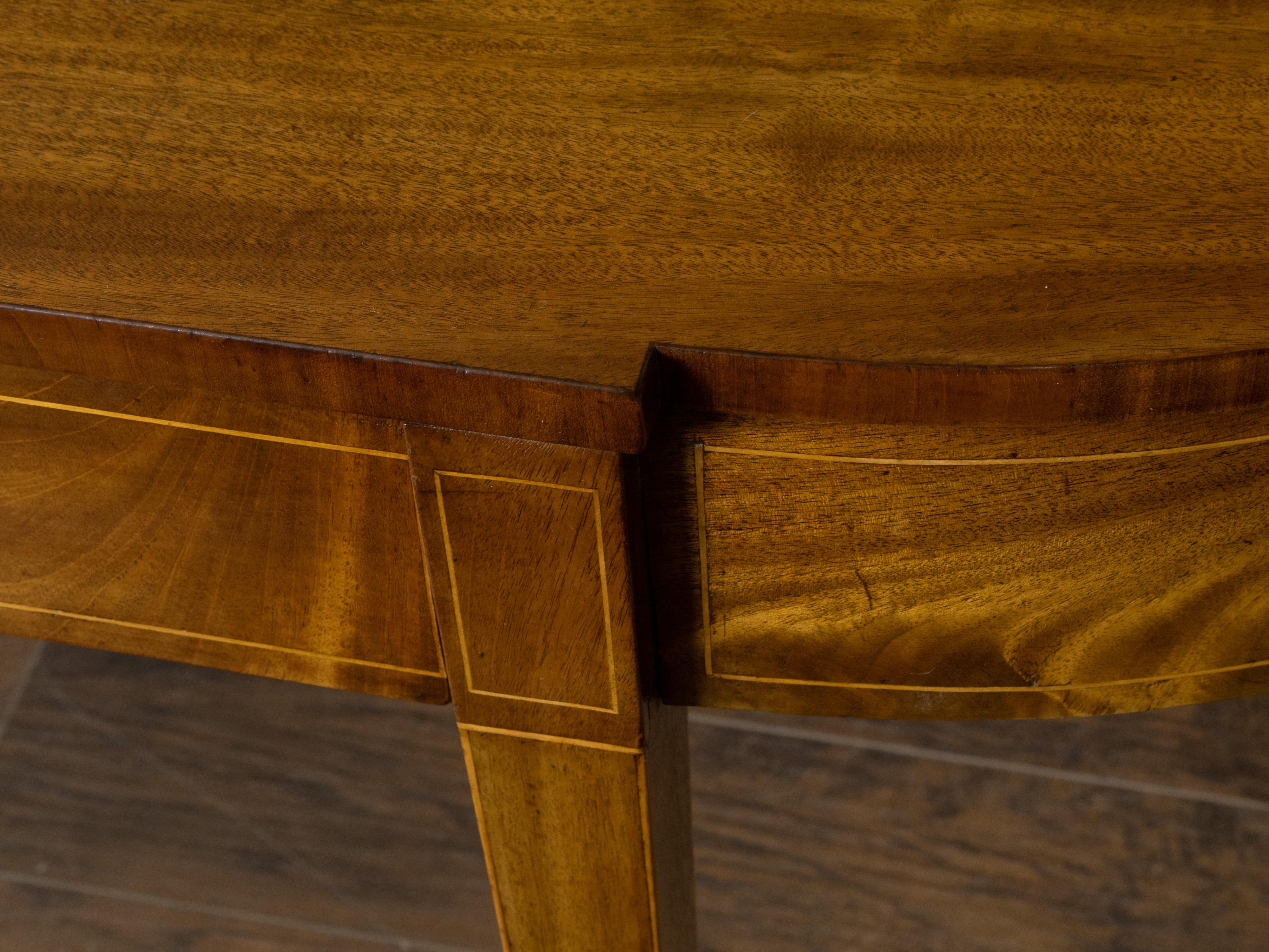 English 19th Century Mahogany Bow Front Console Table with Cross Banding 7