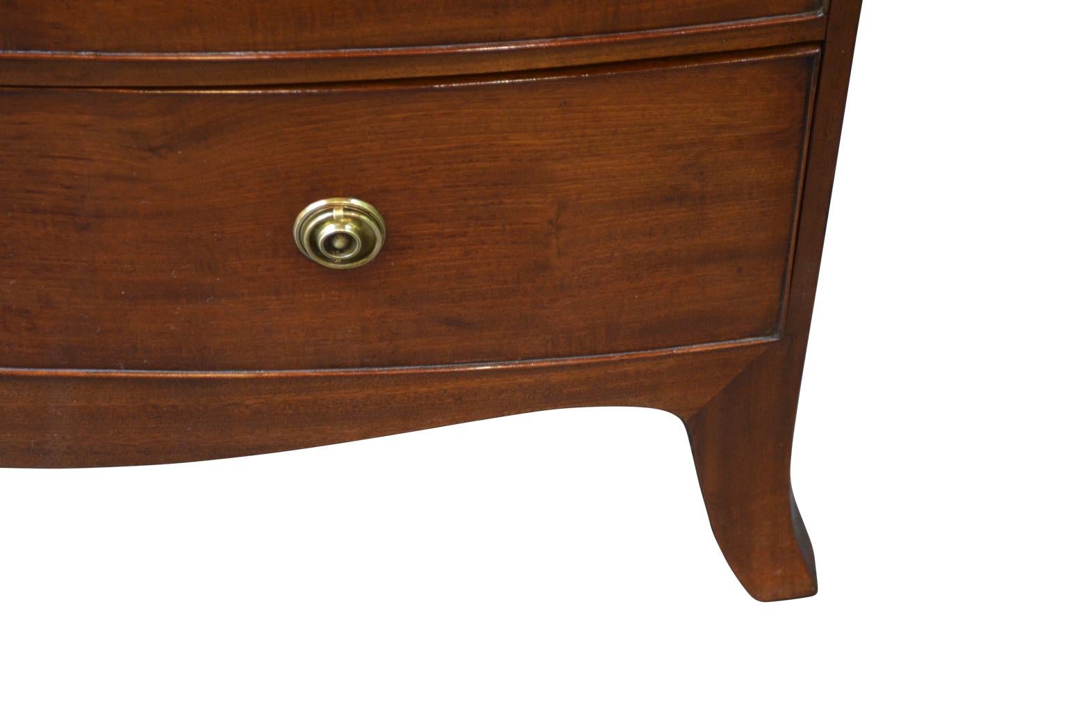 George IV English 19th Century Mahogany Bow Fronted Chest of Drawers