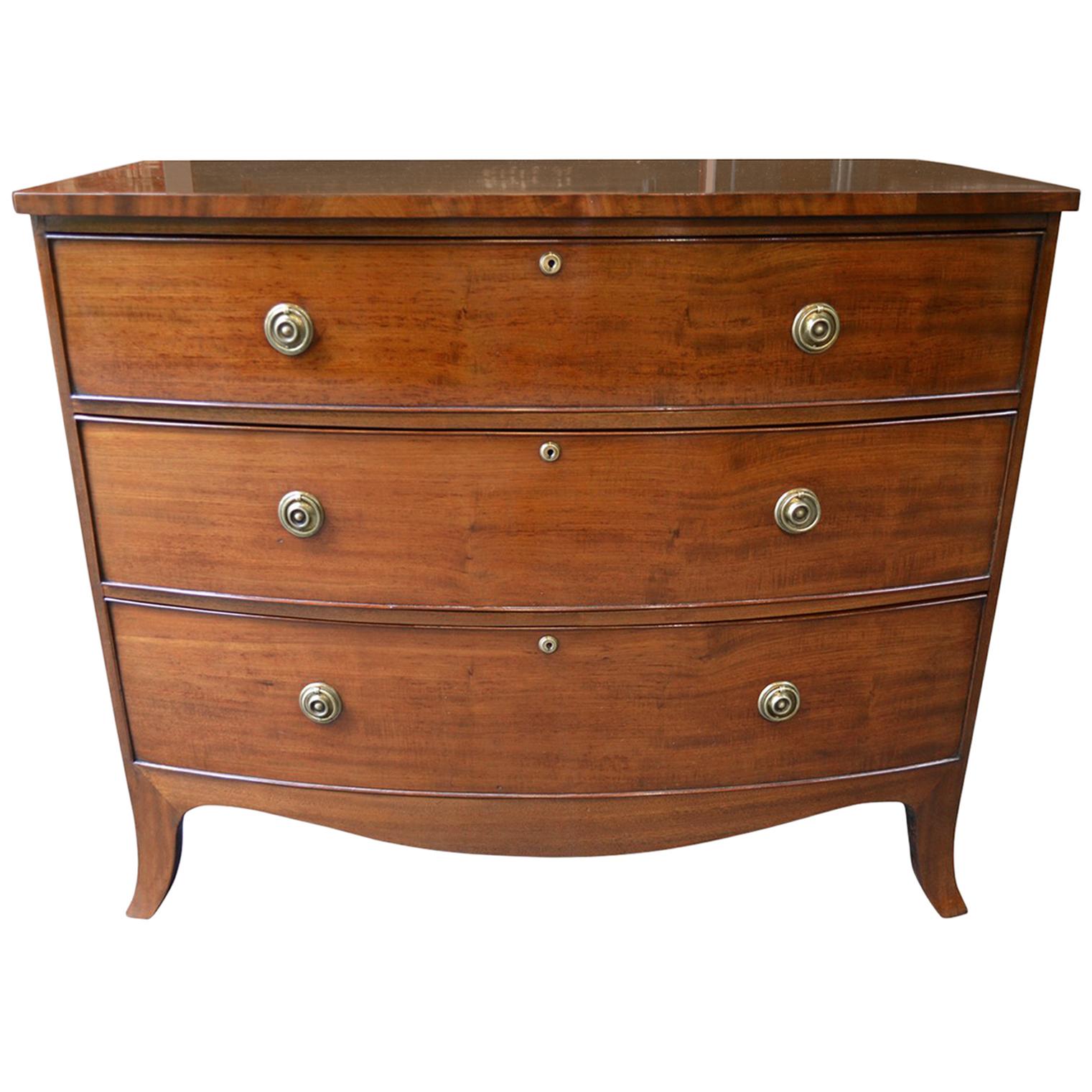 English 19th Century Mahogany Bow Fronted Chest of Drawers