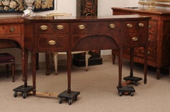 English 19th Century Mahogany Bowfront Sideboard with String Inlay