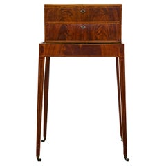 English 19th Century Mahogany Box on Stand Table with Banding and Drawer
