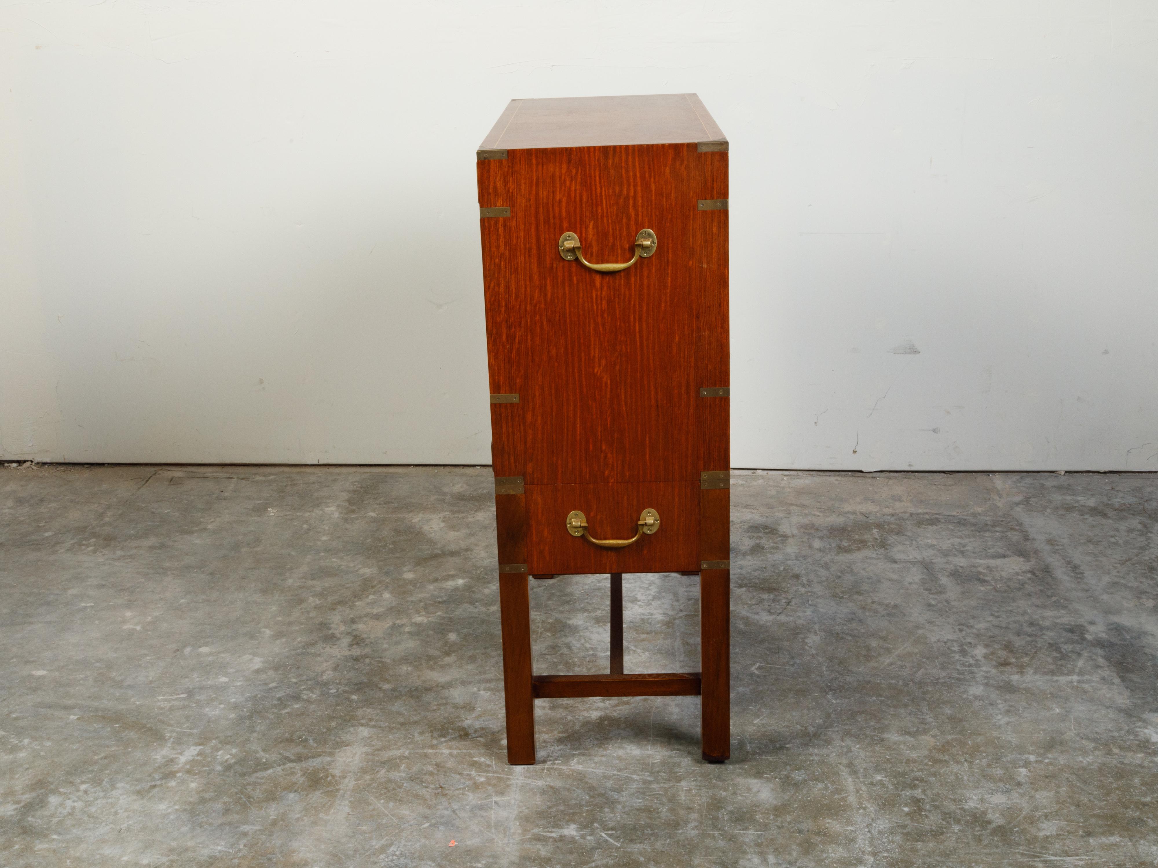 English 19th Century Mahogany Campaign Drop-Front Desk with Multiple Drawers 4