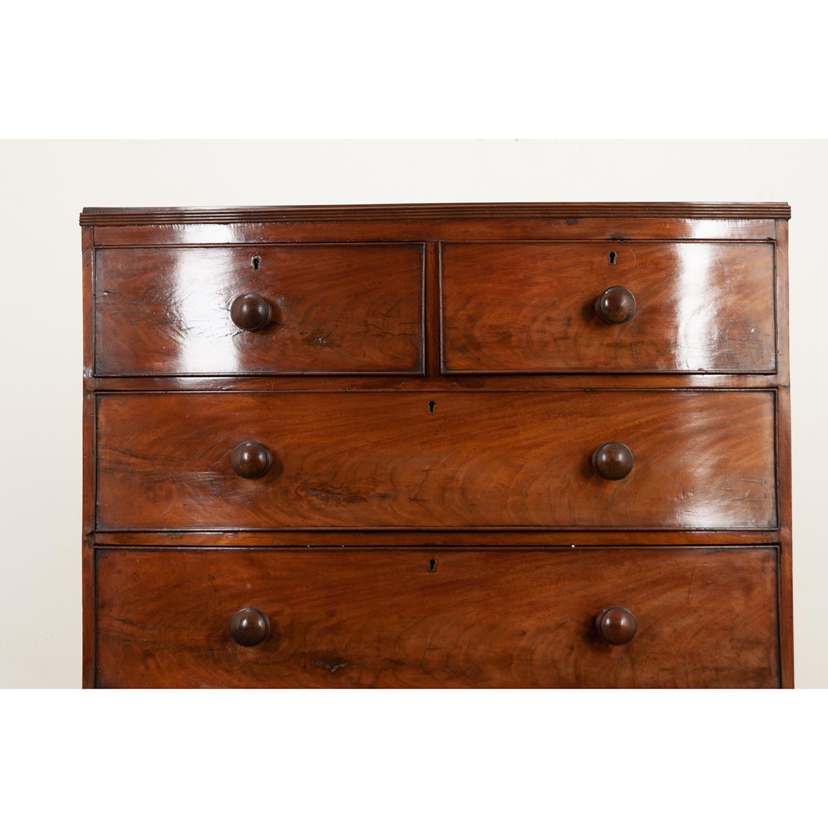 Hand-Carved English 19th Century Mahogany Chest of Drawers