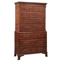 English 19th Century Mahogany Chest on Chest with Rosewood Crossbanding