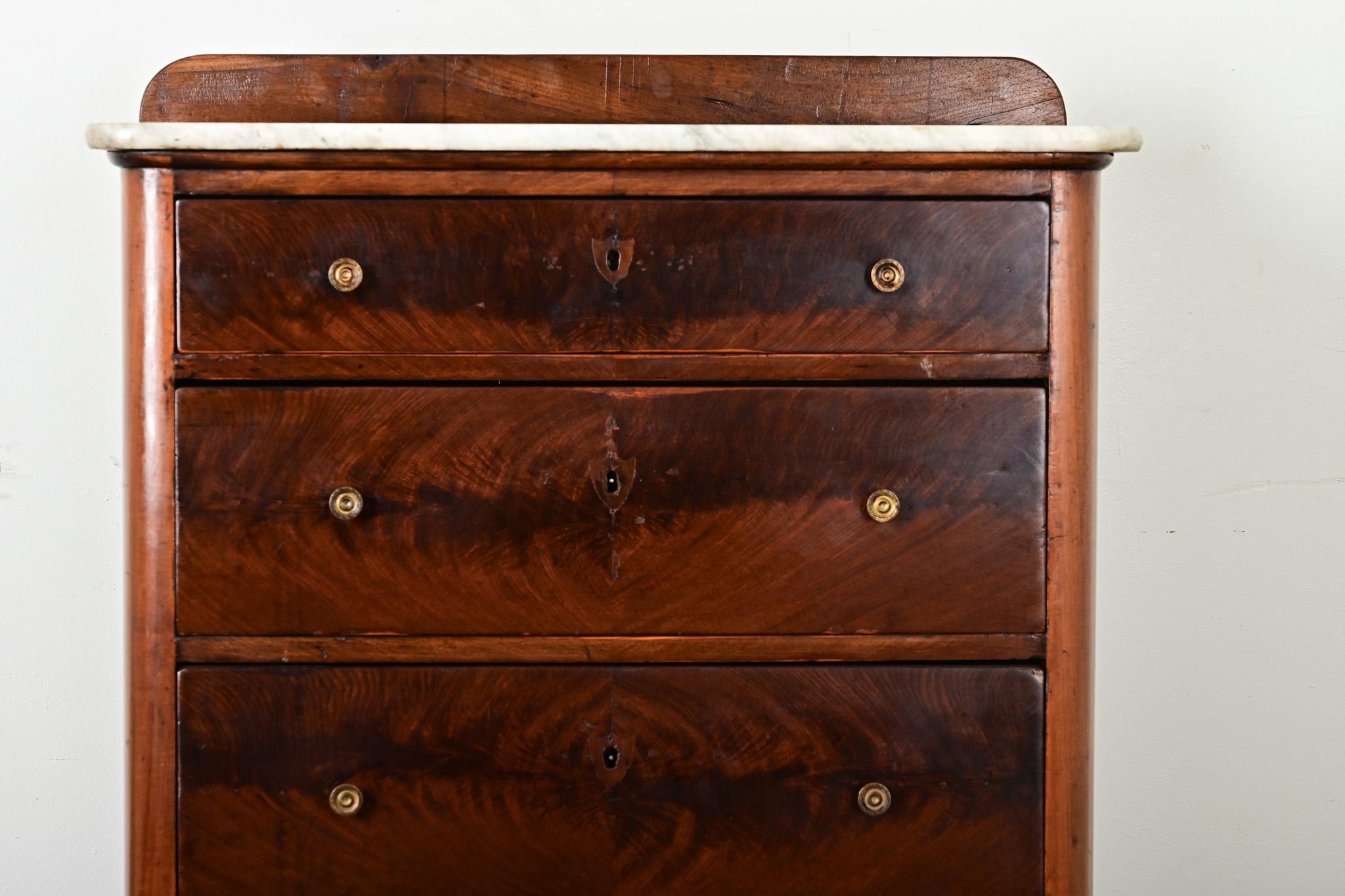 Regency Cassapanca inglese del XIX secolo in mogano con piano in marmo in vendita