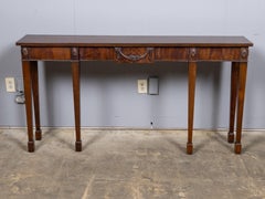 English 19th Century Mahogany Console Table with Carved Swag Drawer
