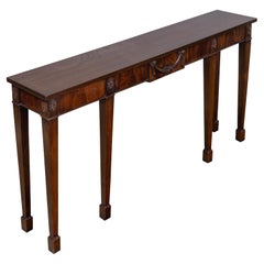 English 19th Century Mahogany Console Table with Carved Swag Drawer