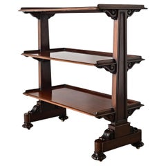 English 19th Century Mahogany Etagere on Casters