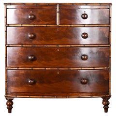 Antique English 19th Century Mahogany & Faux Bamboo Chest