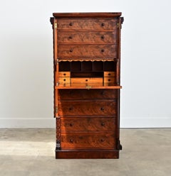 Escritorio abatible inglés de caoba del siglo XIX