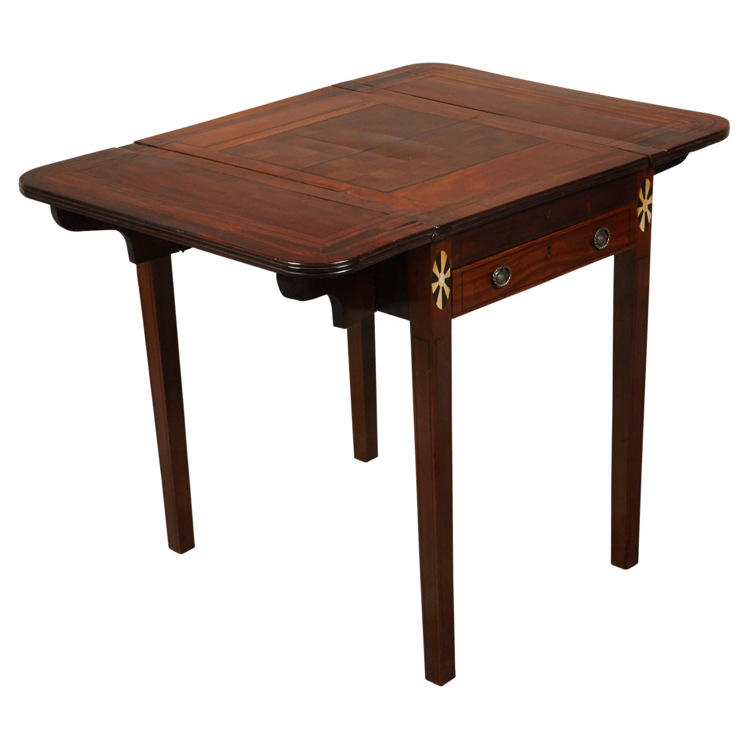 Antique Victorian Walnut Drop Leaf Rotating Game Table at 1stDibs