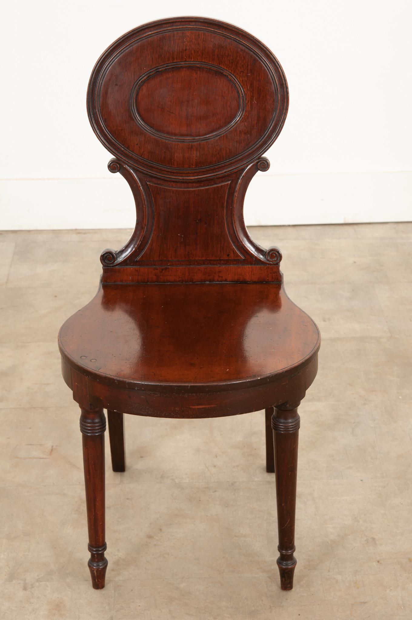 Victorian English 19th Century Mahogany Hall Chair