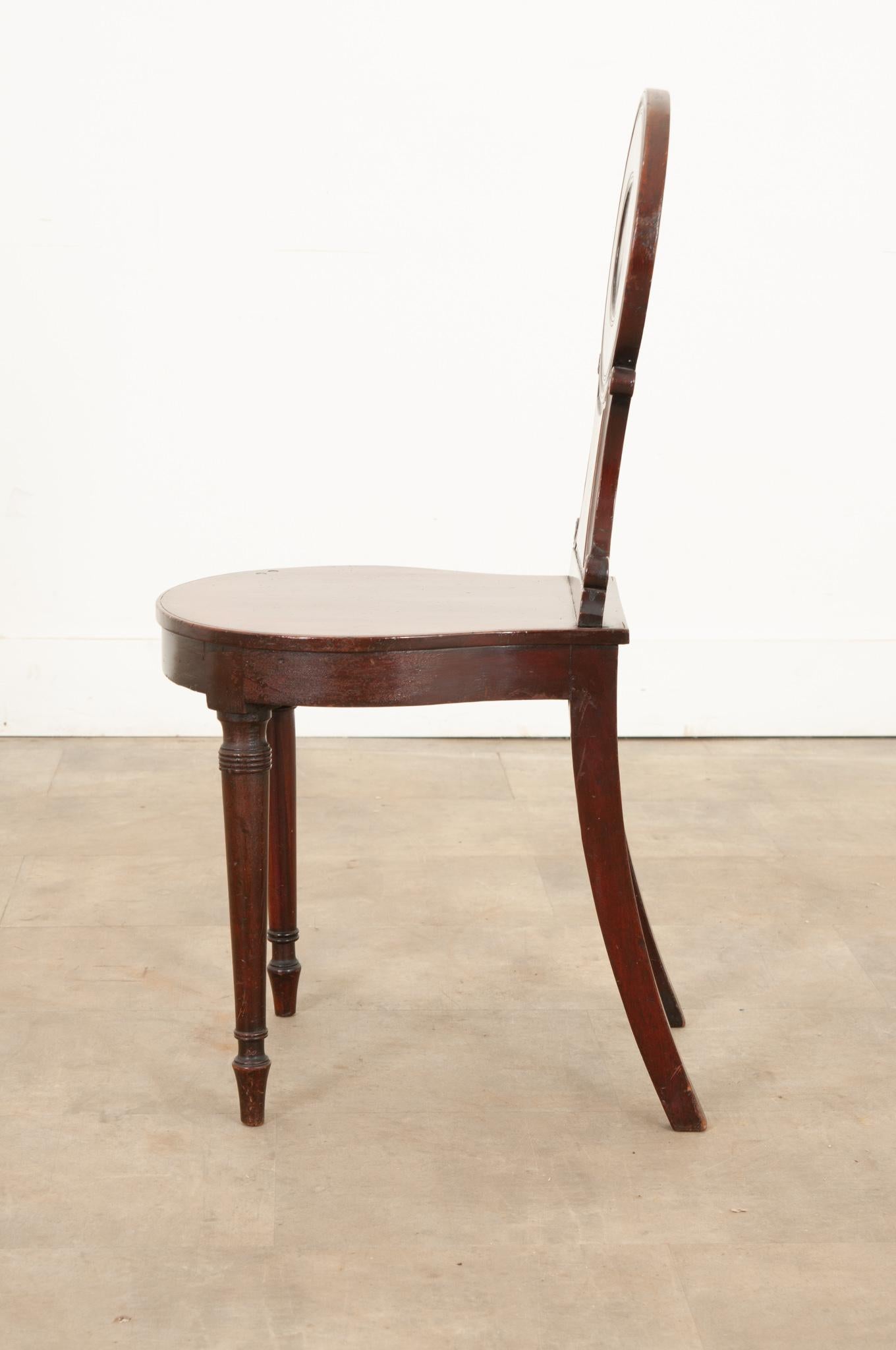 English 19th Century Mahogany Hall Chair 1
