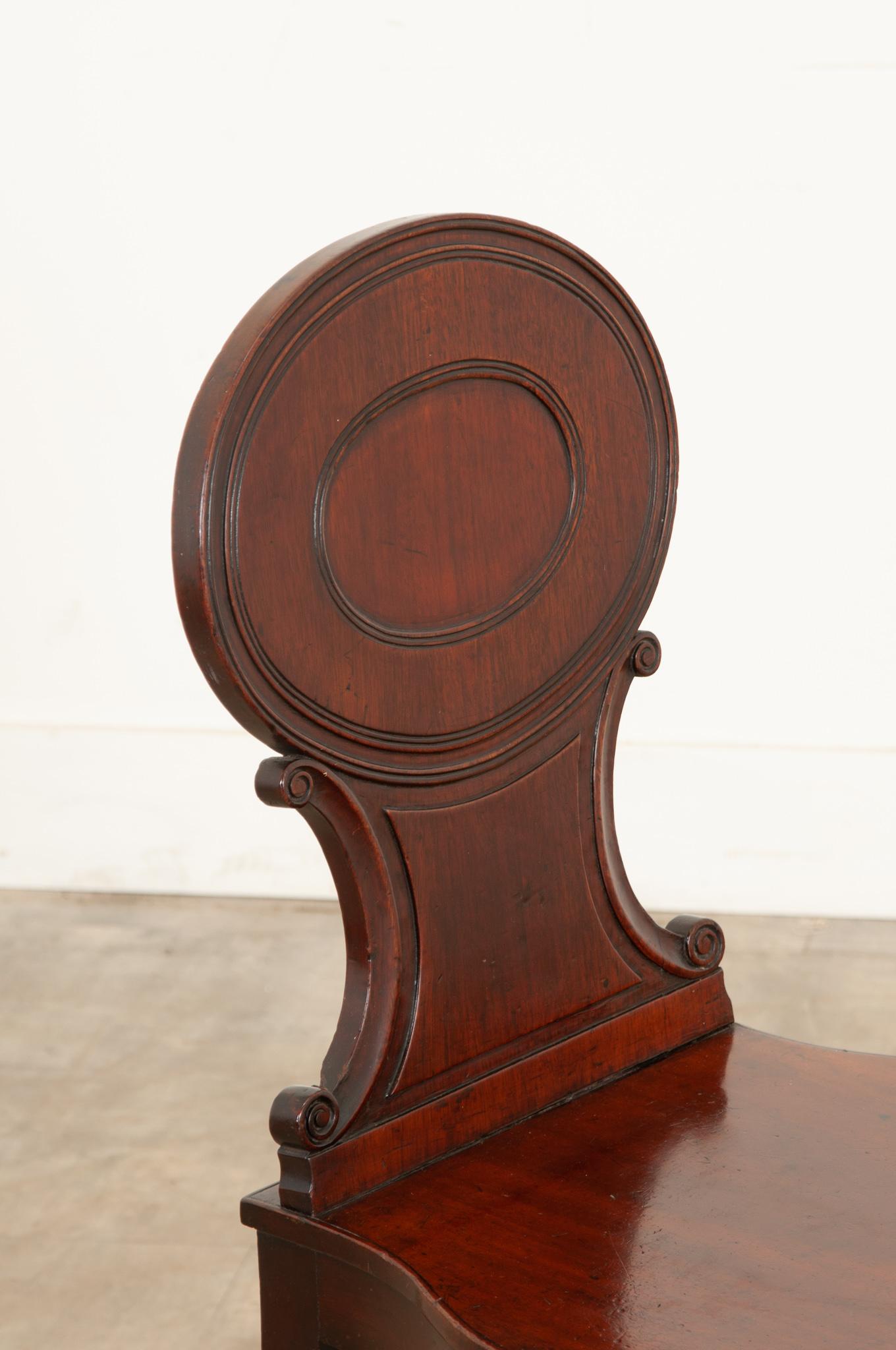 English 19th Century Mahogany Hall Chair 2