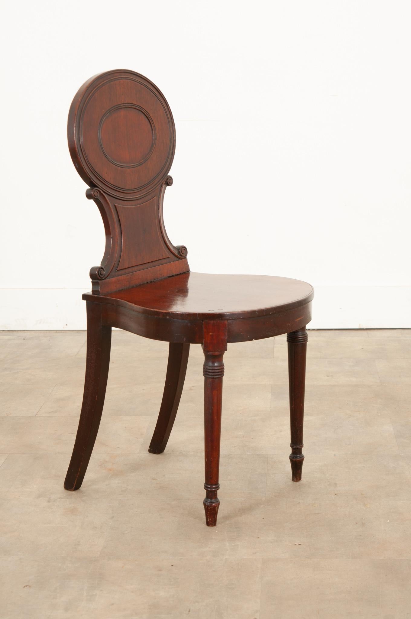 English 19th Century Mahogany Hall Chair 3
