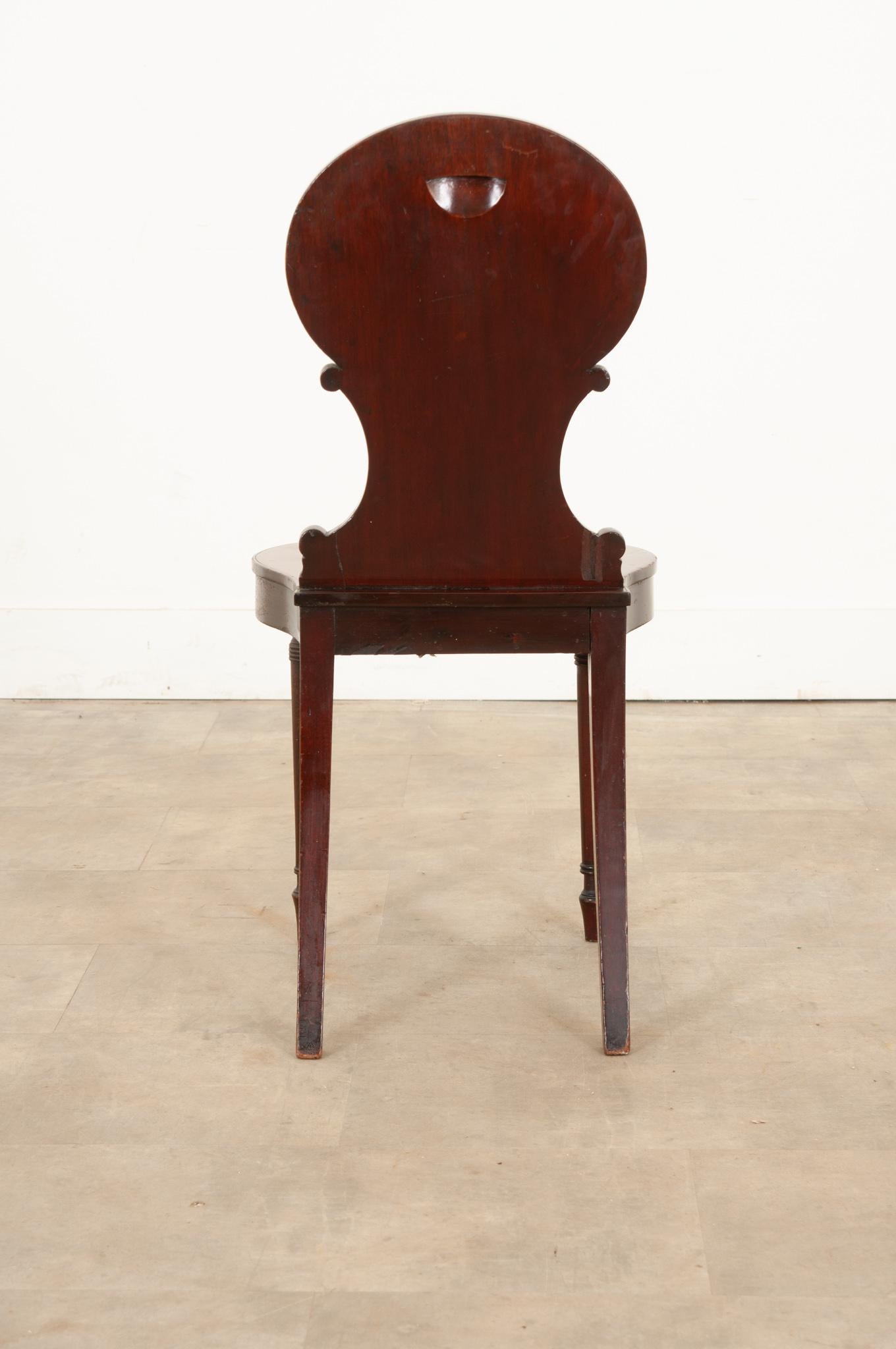 English 19th Century Mahogany Hall Chair 4