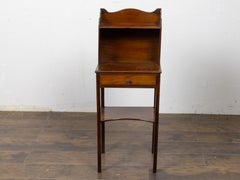 English 19th Century Mahogany Hall Table with Drawer and Shelves