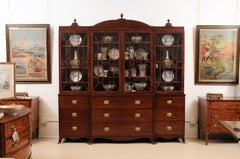 English 19th Century Mahogany Inlaid Breakfront