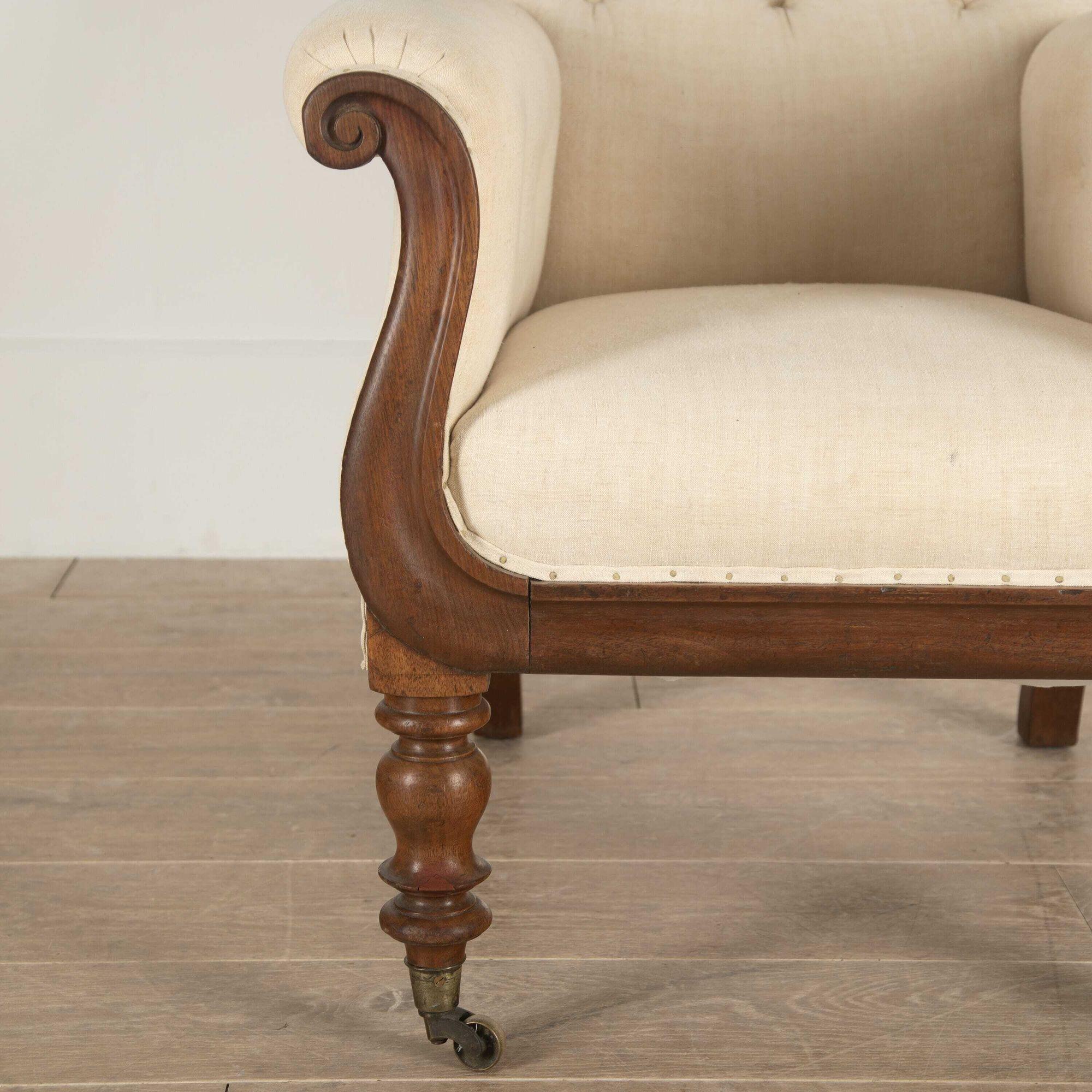 English 19th Century Mahogany Library Armchair For Sale 1