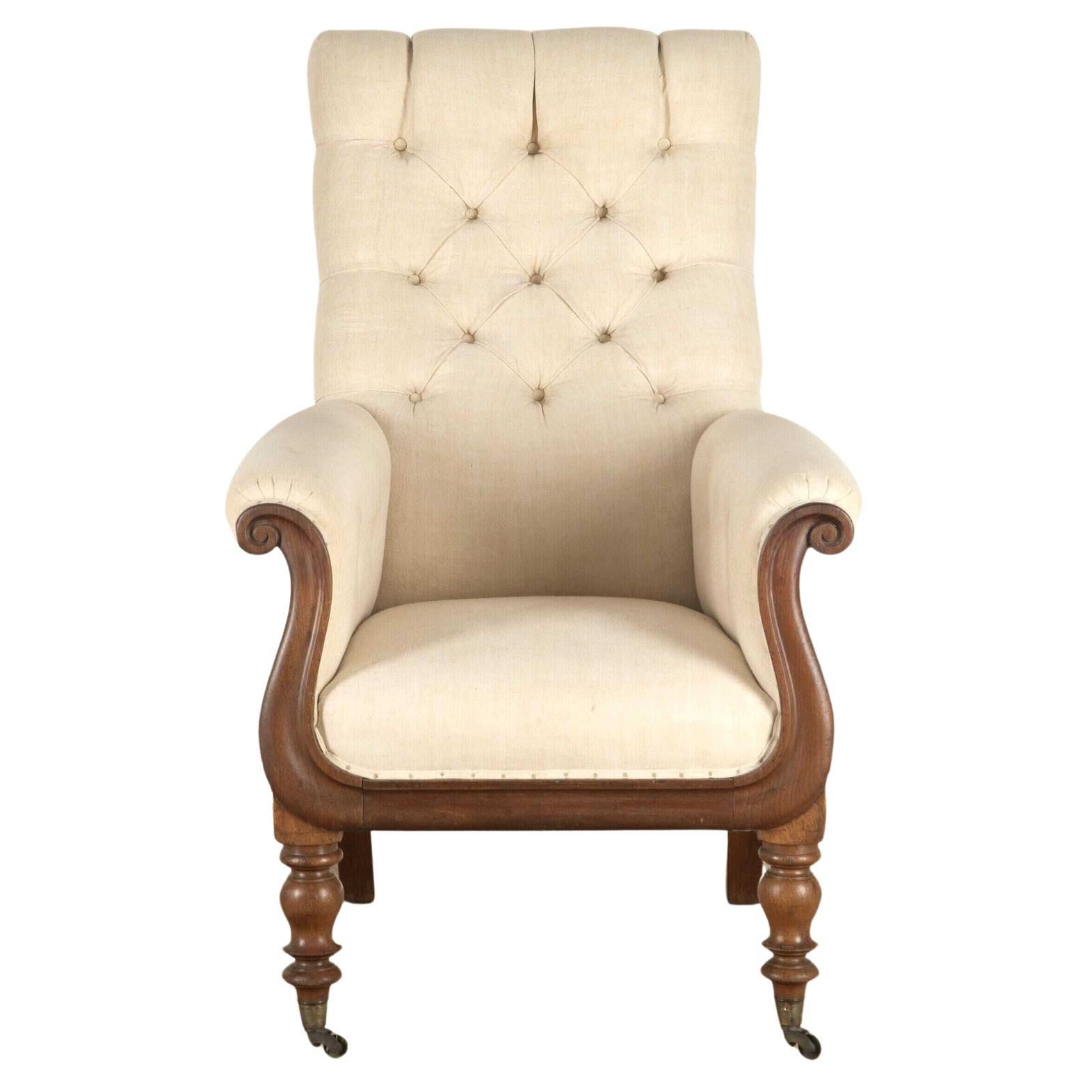 English 19th Century Mahogany Library Armchair For Sale