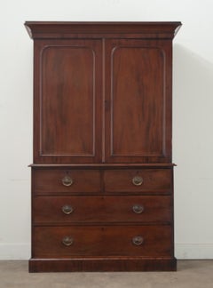 English 19th Century Mahogany Linen Press