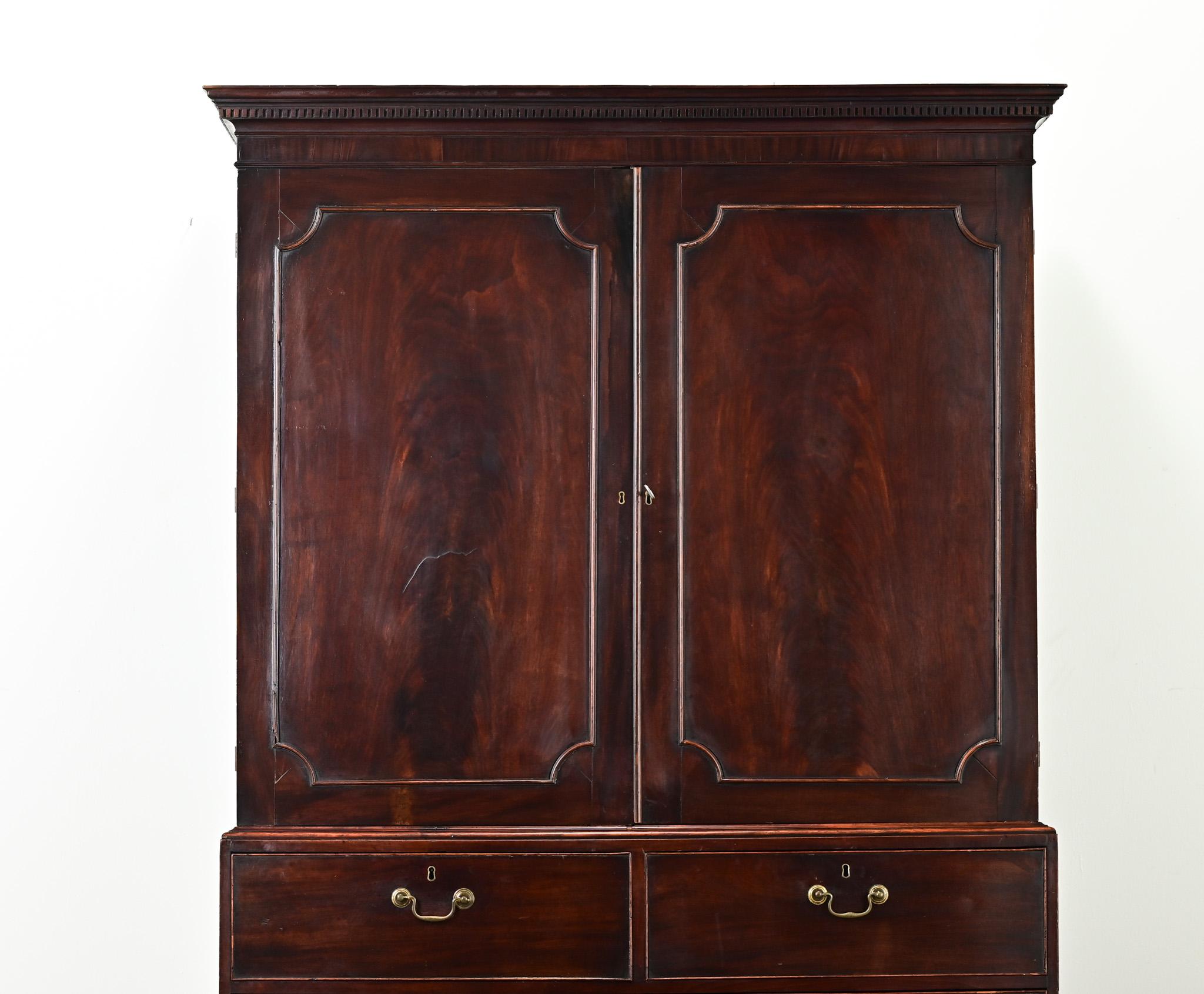 Other English 19th Century Mahogany Linen Press For Sale