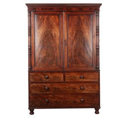 English 19th Century Mahogany Linen Press