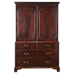 English 19th Century Mahogany Linen Press