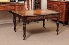 English 19th Century Mahogany Partner’s Writing Table with 4 Drawers