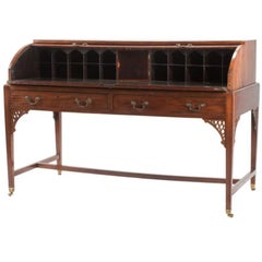 English 19th Century Mahogany Roll Top Writing Desk
