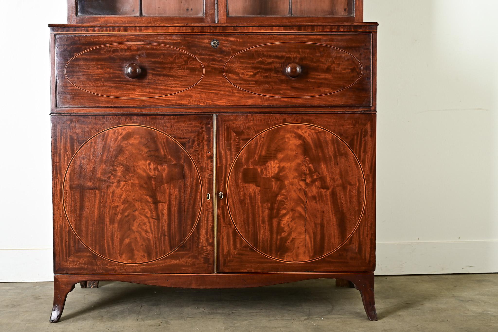 Hand-Carved English 19th Century Mahogany Secretary