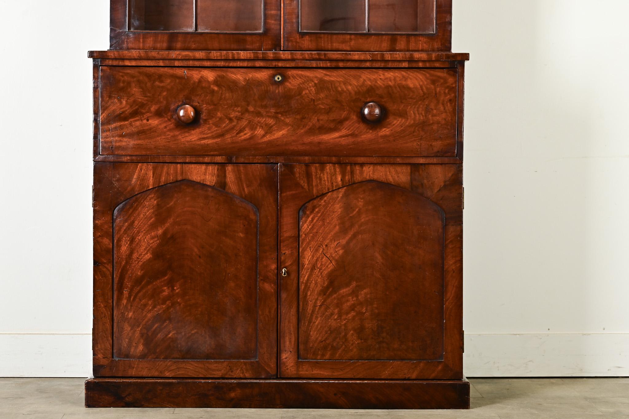 Glass English 19th Century Mahogany Secretary