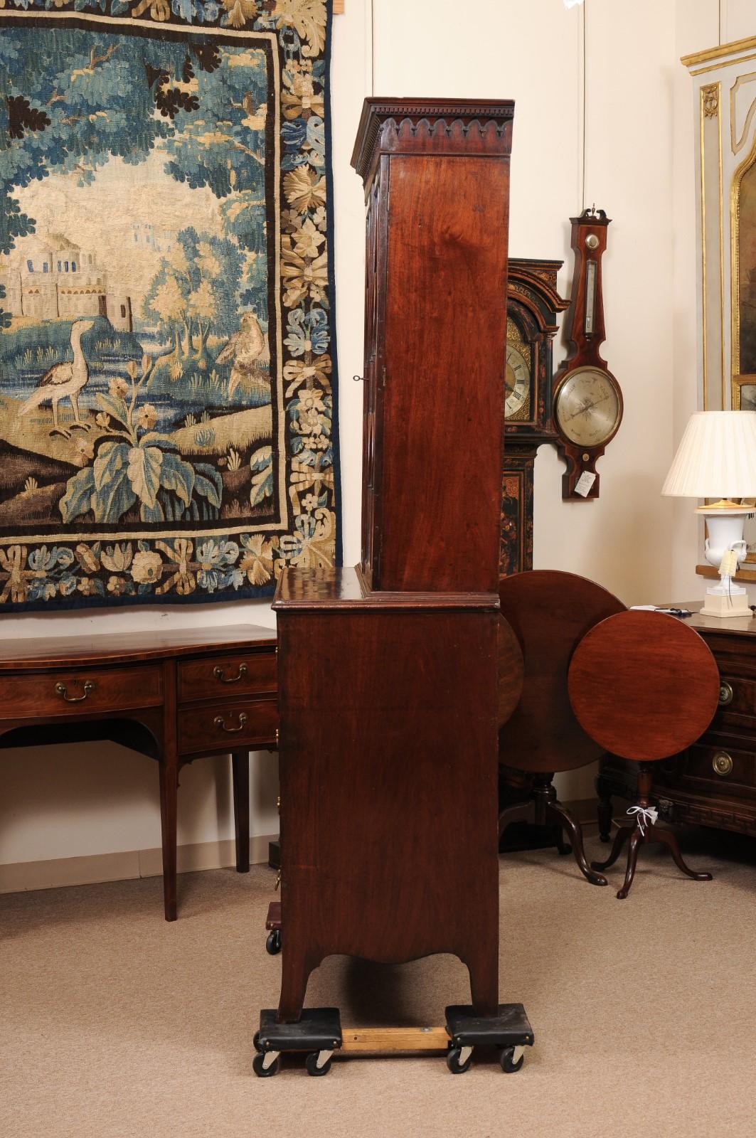 English 19th Century Mahogany Secretary with Dental Moulded Flat Cornince For Sale 9