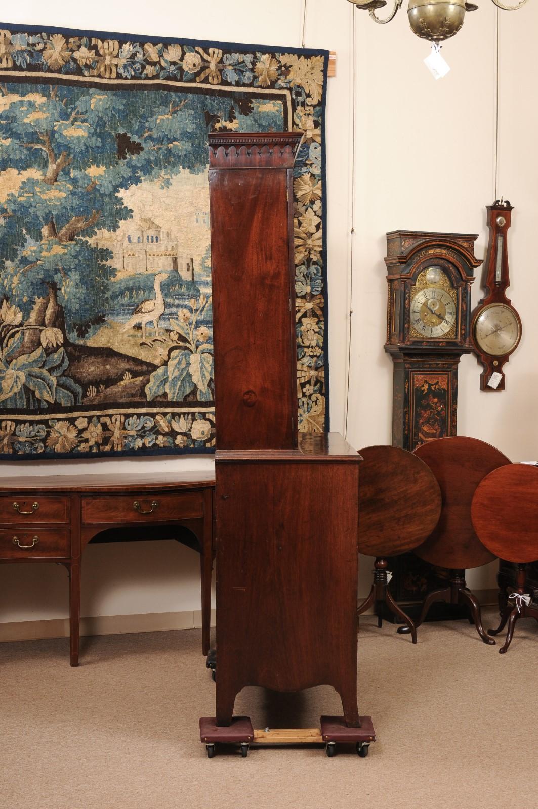 English 19th Century Mahogany Secretary with Dental Moulded Flat Cornince For Sale 5