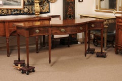 English 19th Century Mahogany Serpentine Front Server Table with 3 Drawers