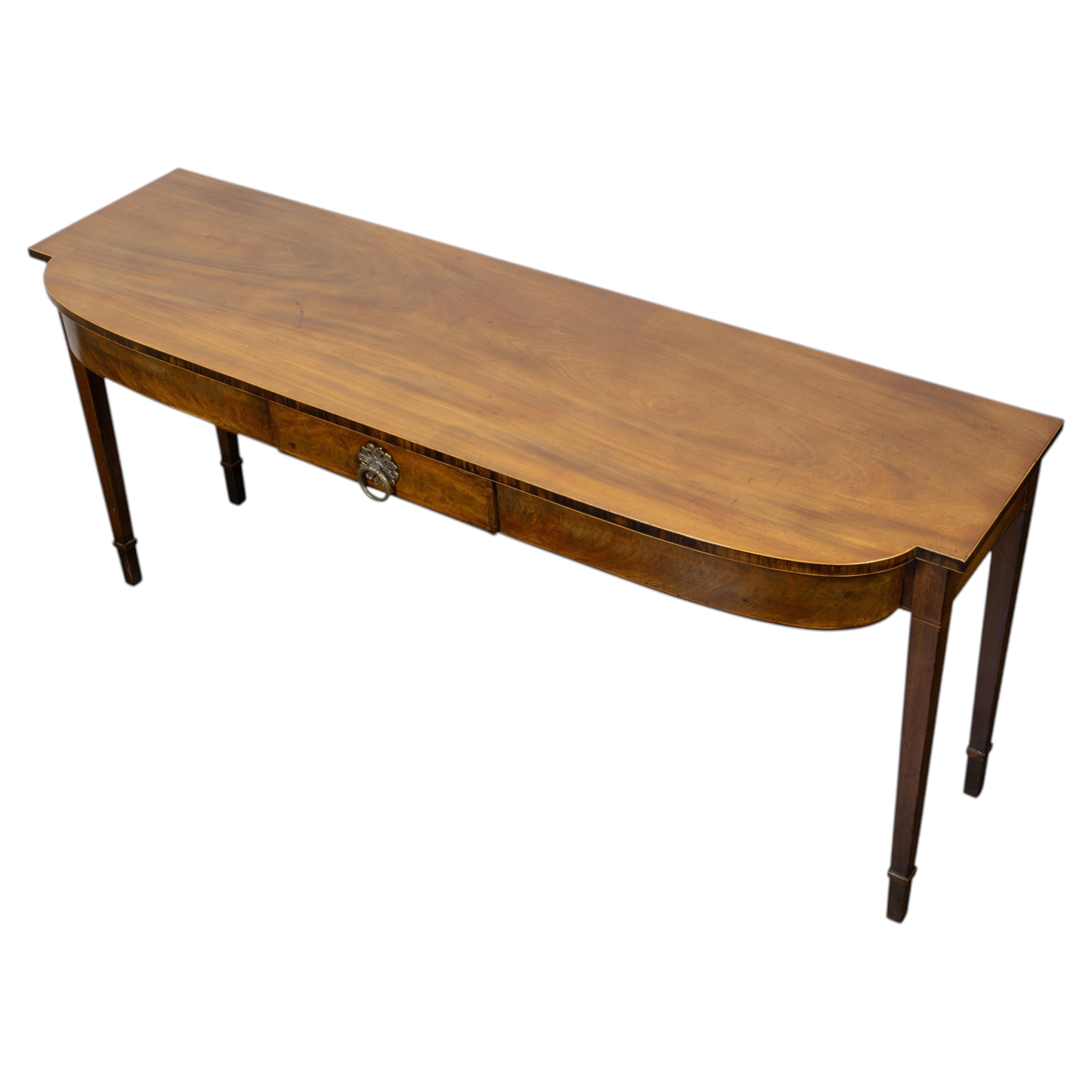 English 19th Century Mahogany Serving Table with Single Drawer