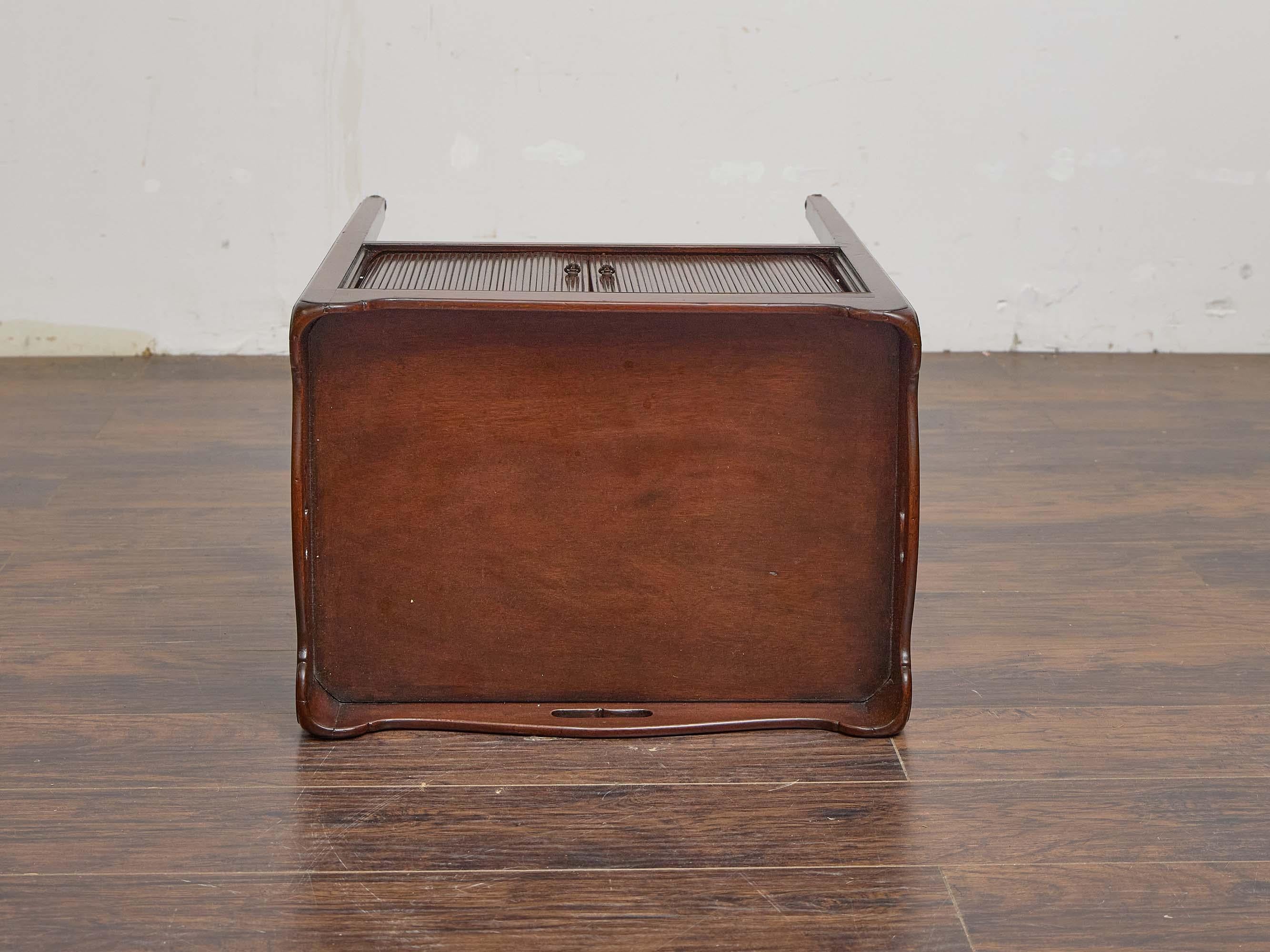 English 19th Century Mahogany Side Cabinet with Scalloped Gallery, Tambour Doors For Sale 7